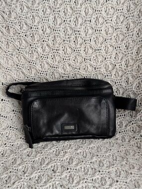 Spikes & Sparrow Black Leather Toiletry Bag Dopp Kit